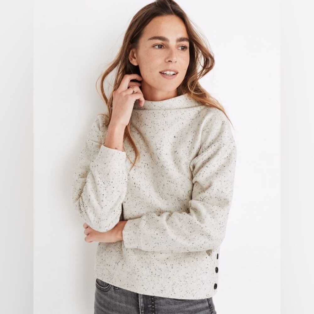 Madewell Donegal Mockneck Side-Button Sweatshirt Size XS